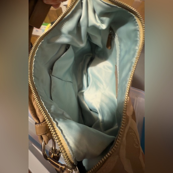 Coach Kristin Op art shoulder bag slightly iridescent tan jacquard Women’s purse - Picture 4 of 8